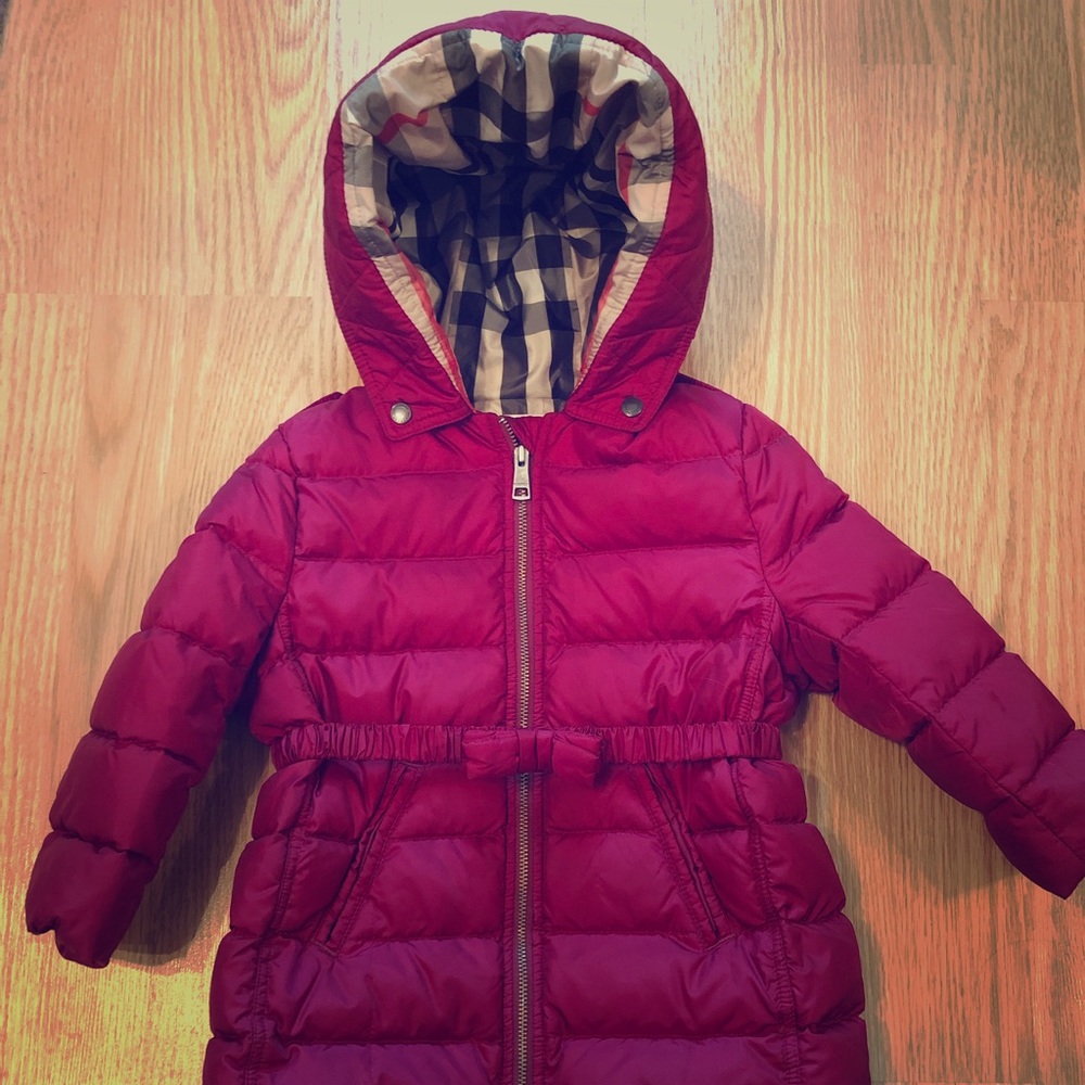 Girls Burberry puffer coat